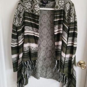 Hooked Up by IOT Olive and Cream Striped Cardigan